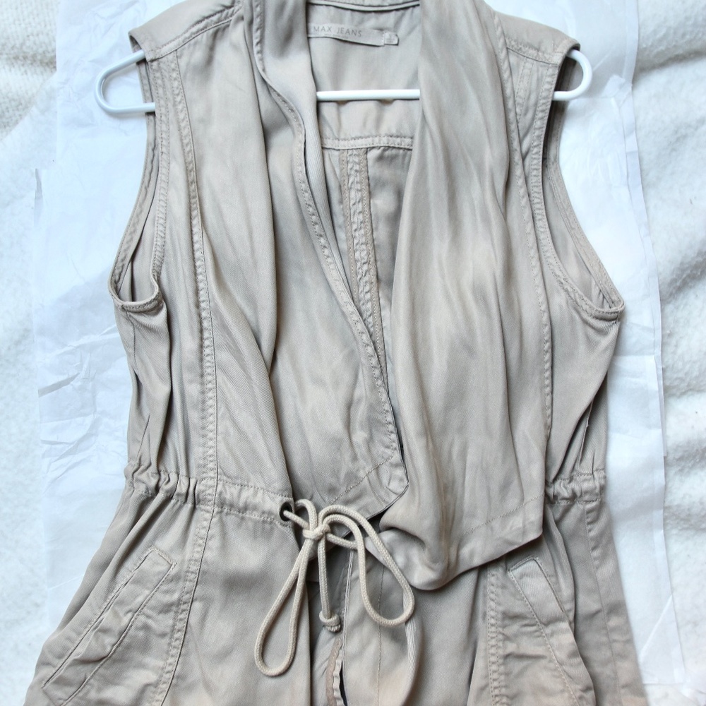 Max Jeans Khaki Drape Front Vest Size S - like new! 100% Tencel